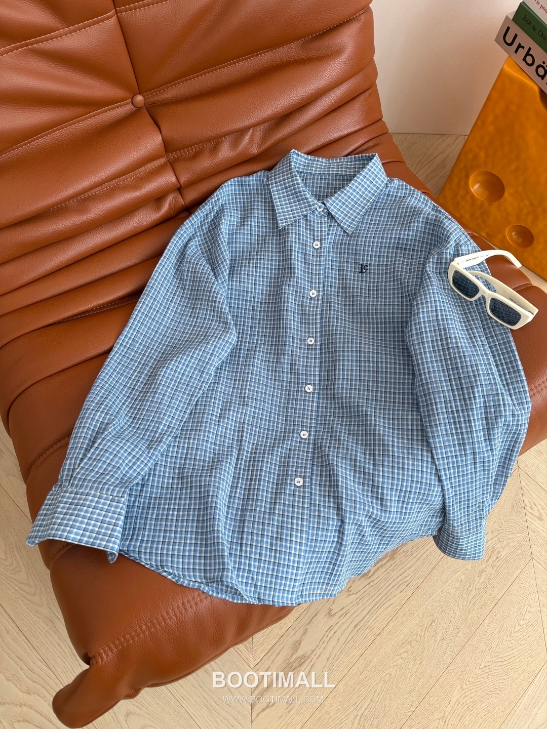 Lacoste SS26 Cotton Check Logo Embroidered Shirt 라코스테 SS26 코튼 체크 로고 자수 블루 셔츠 16
