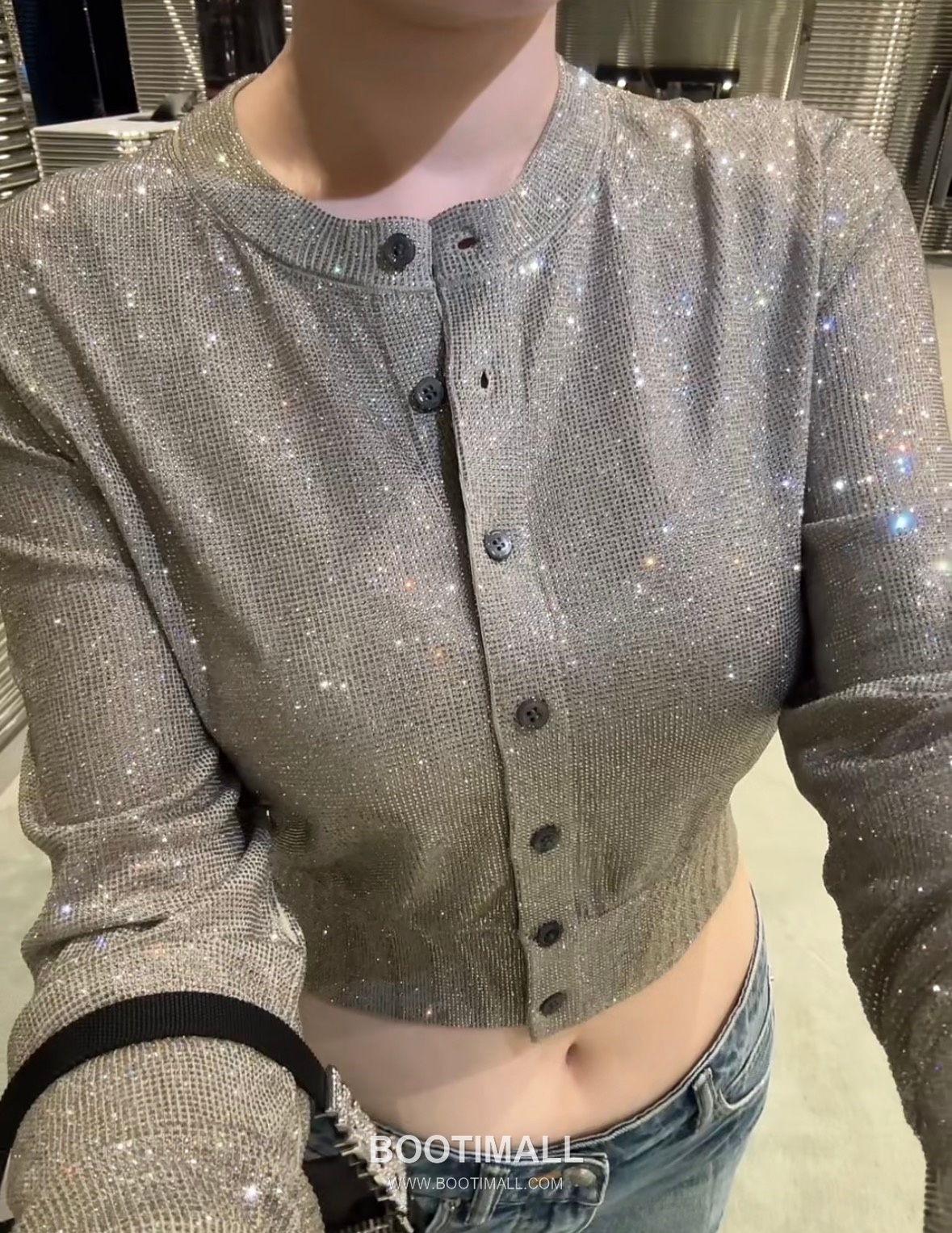 Alexander Wang SS26 Knit Rhinestone Embellished Cardigan 알렉산더왕 SS26 니트 라인스톤 장식 그레이 가디건 15