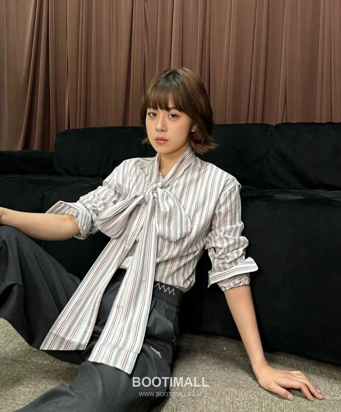 Acne Studios SS26 Cotton Striped Ribbon Tie Shirt 아크네스튜디오 SS26 코튼 스트라이프 리본 타이 화이트 셔츠 2