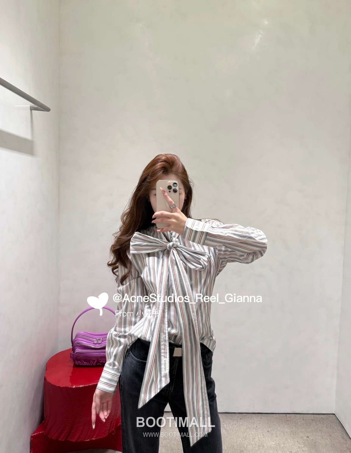 Acne Studios SS26 Cotton Striped Ribbon Tie Shirt 아크네스튜디오 SS26 코튼 스트라이프 리본 타이 화이트 셔츠 3