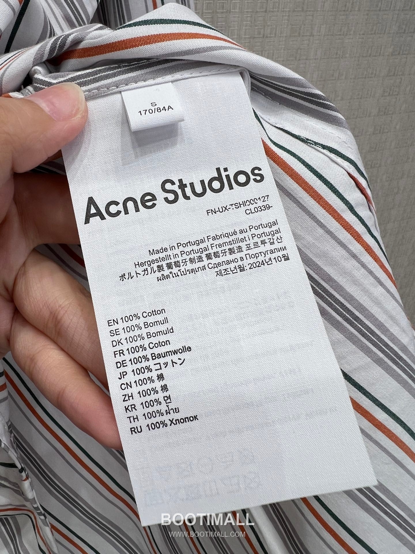 Acne Studios SS26 Cotton Striped Ribbon Tie Shirt 아크네스튜디오 SS26 코튼 스트라이프 리본 타이 화이트 셔츠 15