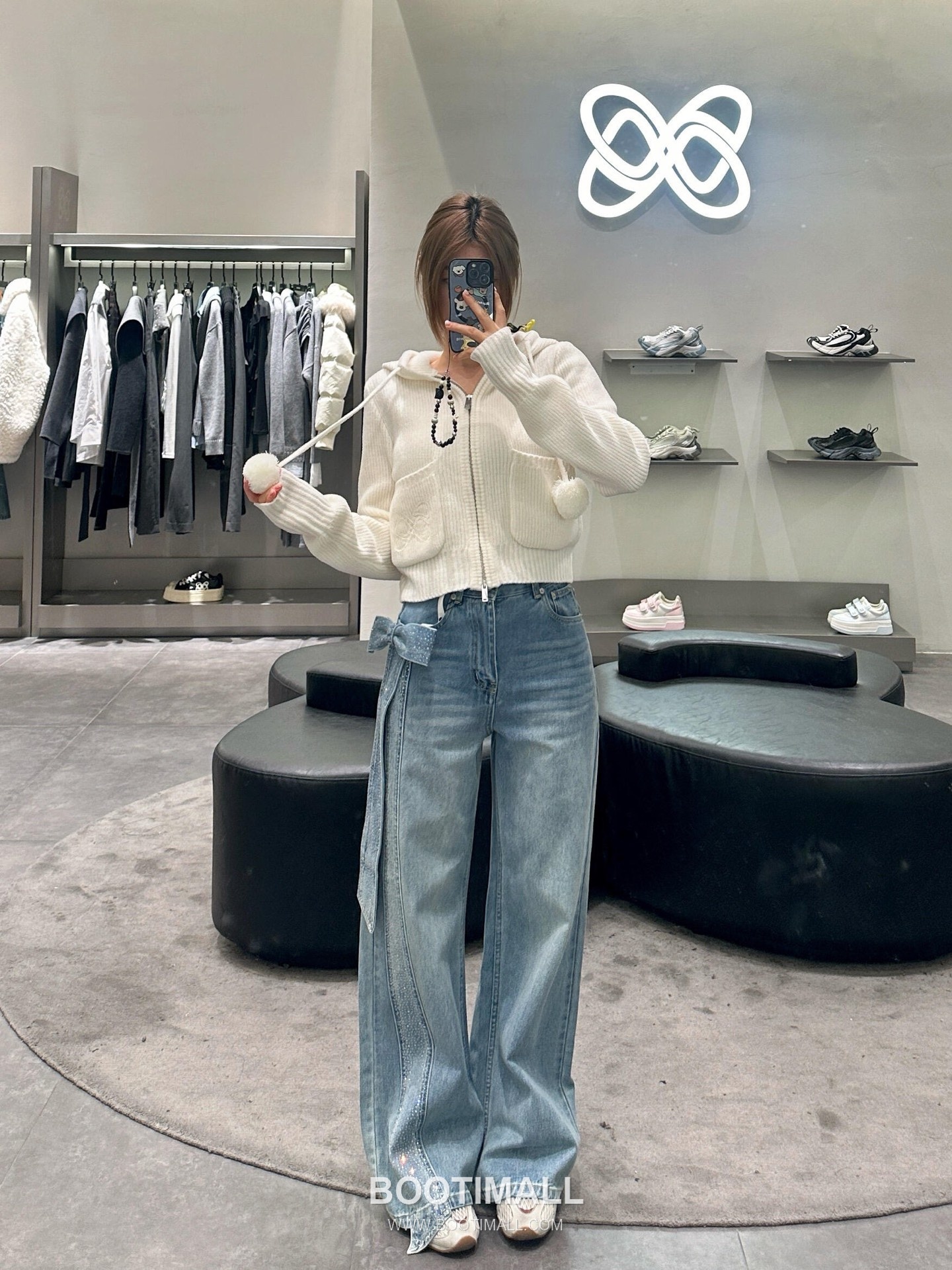 Ann Demeulemeester SS26 Cotton Bow Rhinestone Wide Denim Pants 앤드뮐미스터 SS26 코튼 리본 라인스톤 와이드 블루 팬츠 9