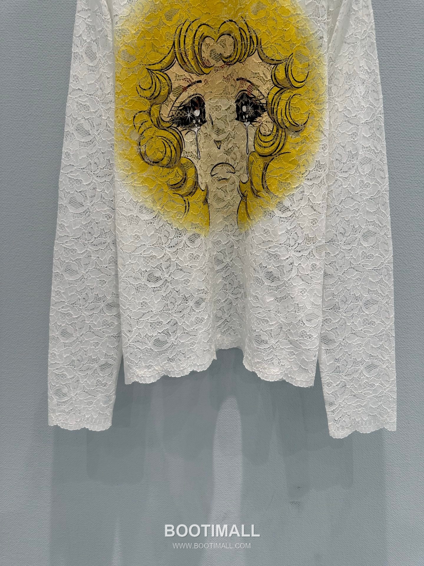 Pushbutton SS26 Polyester Lace Long Sleeve T-Shirt Graphic Print 푸시버튼 SS26 폴리에스터 레이스 긴팔 티셔츠 그래픽 프린트 화이트 티셔츠 18