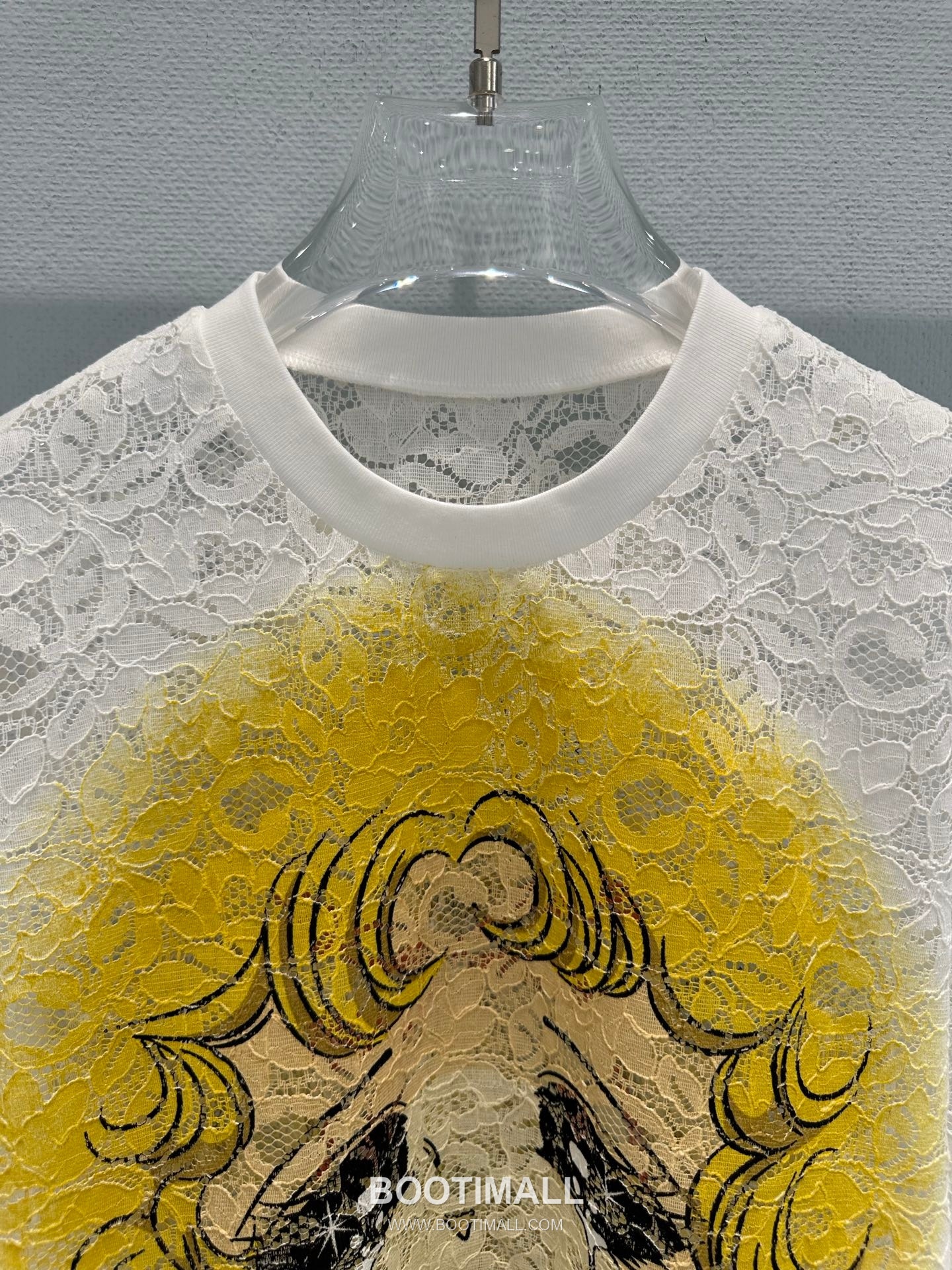 Pushbutton SS26 Polyester Lace Long Sleeve T-Shirt Graphic Print 푸시버튼 SS26 폴리에스터 레이스 긴팔 티셔츠 그래픽 프린트 화이트 티셔츠 20