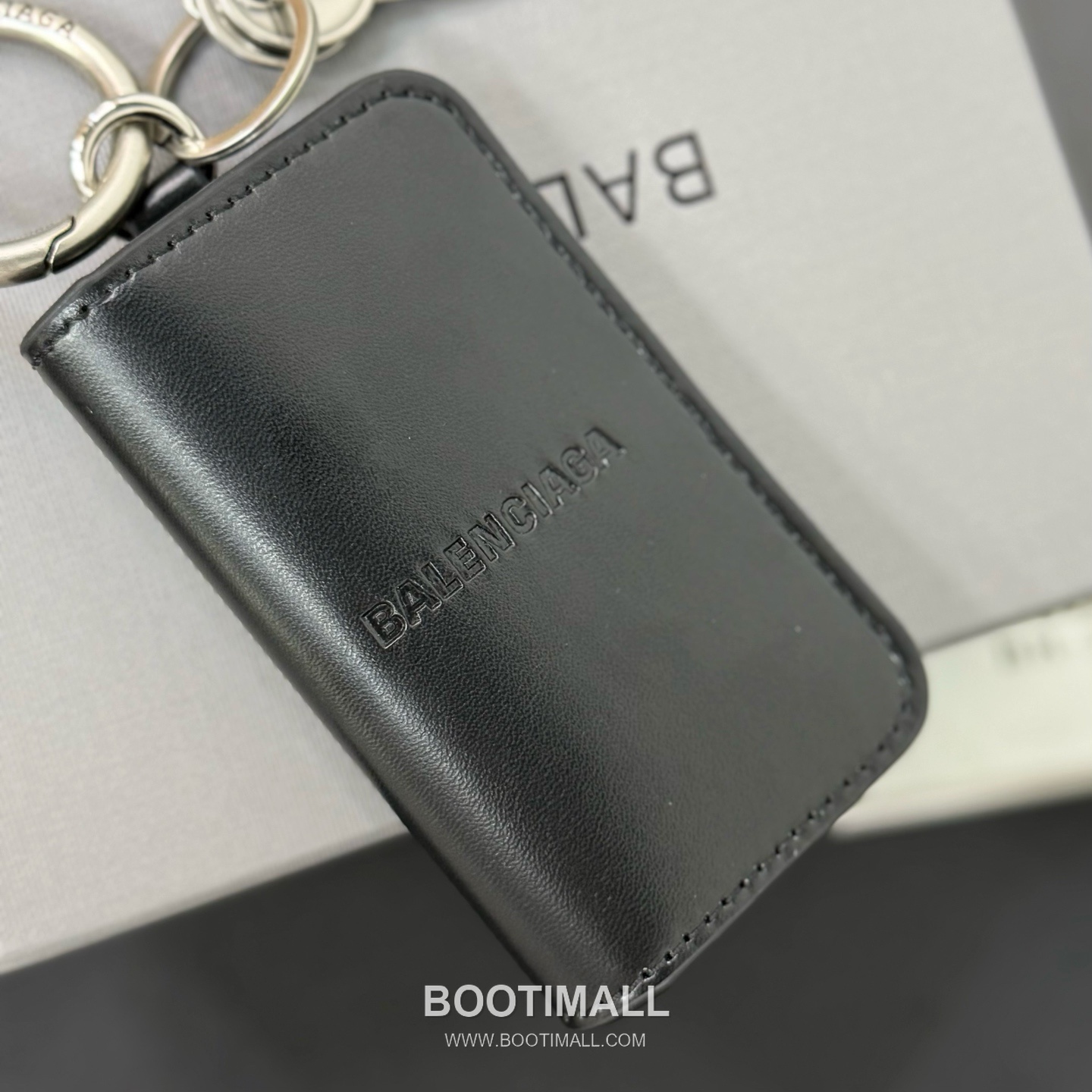 발렌시아가 에펠타워 카드 슬롯 레더 블랙 키링 카드지갑 Balenciaga Eiffel Tower Card Slot Leather Black Keyring Card Holder 10cm 17