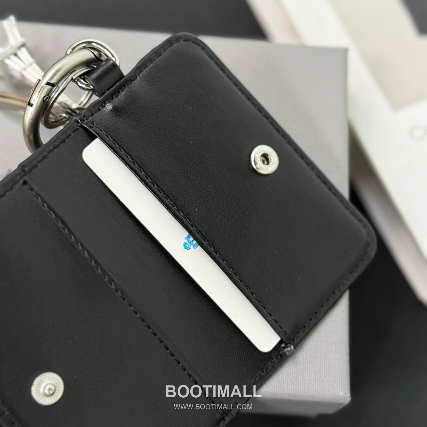 발렌시아가 에펠타워 카드 슬롯 레더 블랙 키링 카드지갑 Balenciaga Eiffel Tower Card Slot Leather Black Keyring Card Holder 10cm 19