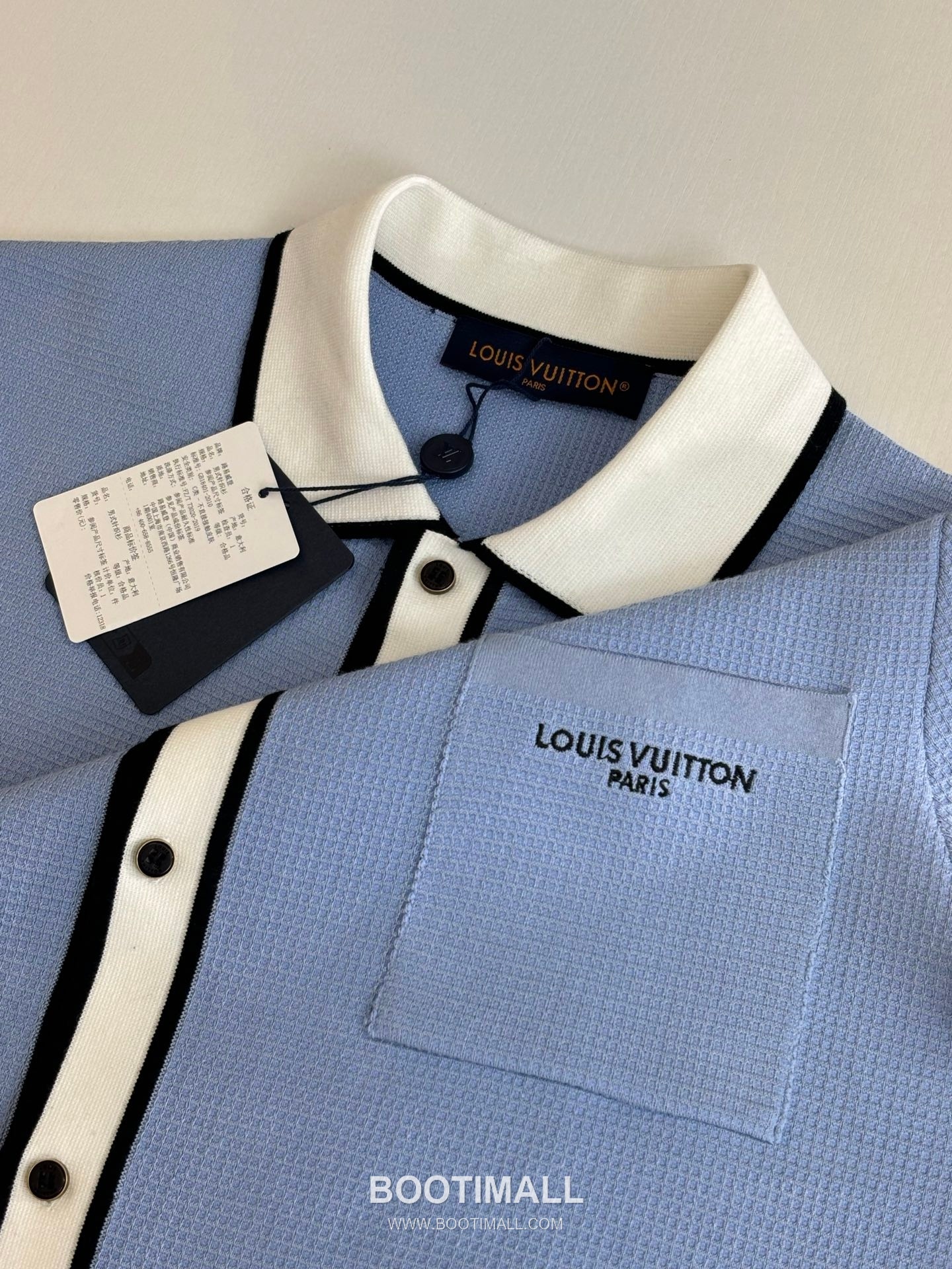 루이비통 2026 SS 코튼 실크 블루 로고 자수 와플 니트 반팔 블루 가디건 Louis Vuitton 2026 SS Cotton Silk Blue Logo Embroidered Waffle Knit Short Sleeve Cardigan D31563 M 6