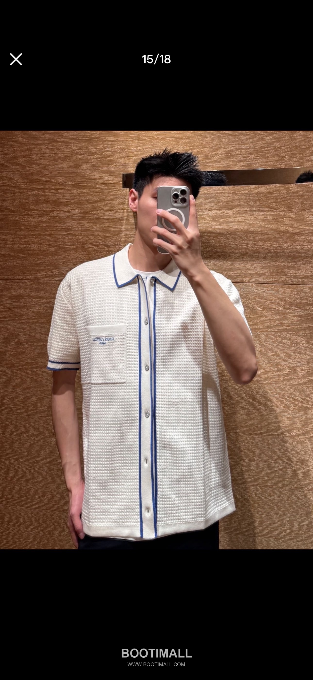 루이비통 2026 SS 코튼 실크 블루 로고 자수 와플 니트 반팔 블루 가디건 Louis Vuitton 2026 SS Cotton Silk Blue Logo Embroidered Waffle Knit Short Sleeve Cardigan D31563 M 12