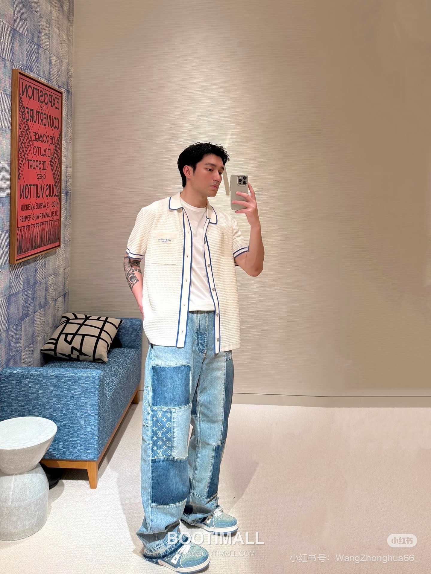 루이비통 2026 SS 코튼 실크 블루 로고 자수 와플 니트 반팔 블루 가디건 Louis Vuitton 2026 SS Cotton Silk Blue Logo Embroidered Waffle Knit Short Sleeve Cardigan D31563 M 13