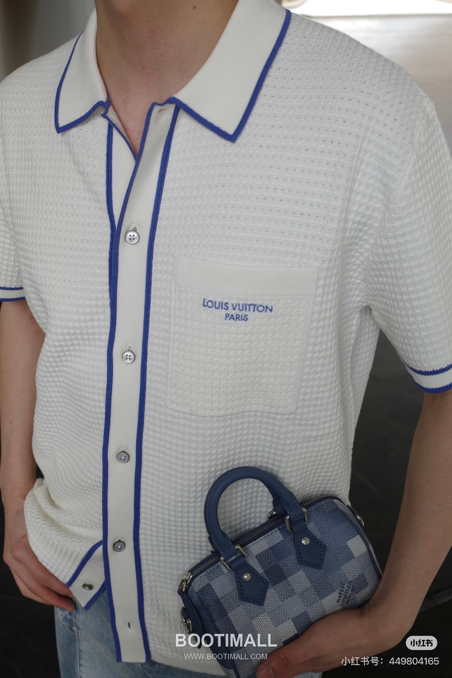 루이비통 2026 SS 코튼 실크 블루 로고 자수 와플 니트 반팔 블루 가디건 Louis Vuitton 2026 SS Cotton Silk Blue Logo Embroidered Waffle Knit Short Sleeve Cardigan D31563 M 15