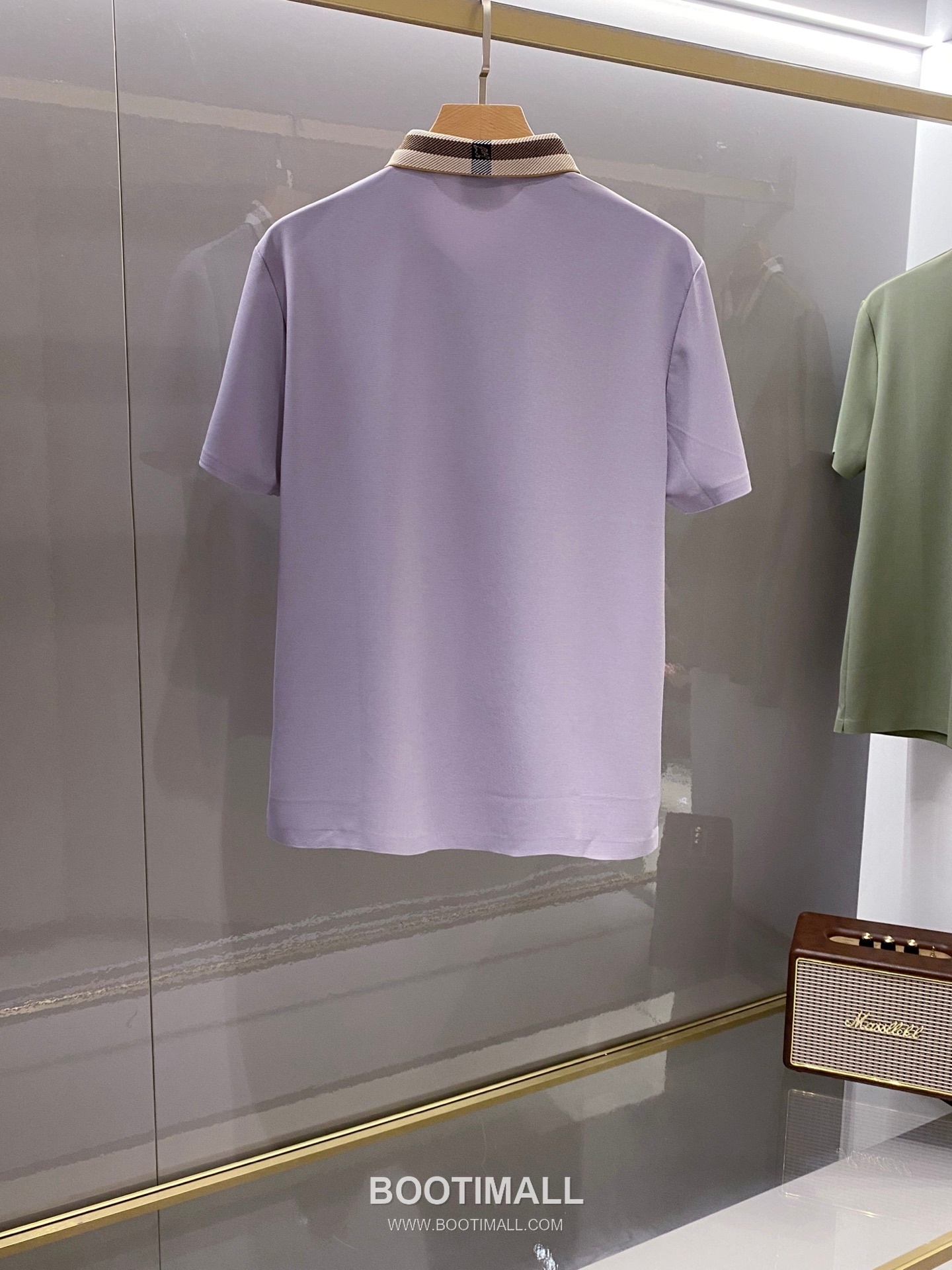 버버리 2026 FW 나일론 스판 블랙 로고 패치 와플 니트 카라 반팔 퍼플 티셔츠 Burberry 2026 FW Nylon Spandex Black Logo Patch Waffle Knit Polo Short Sleeve T-Shirt D23526 52 2