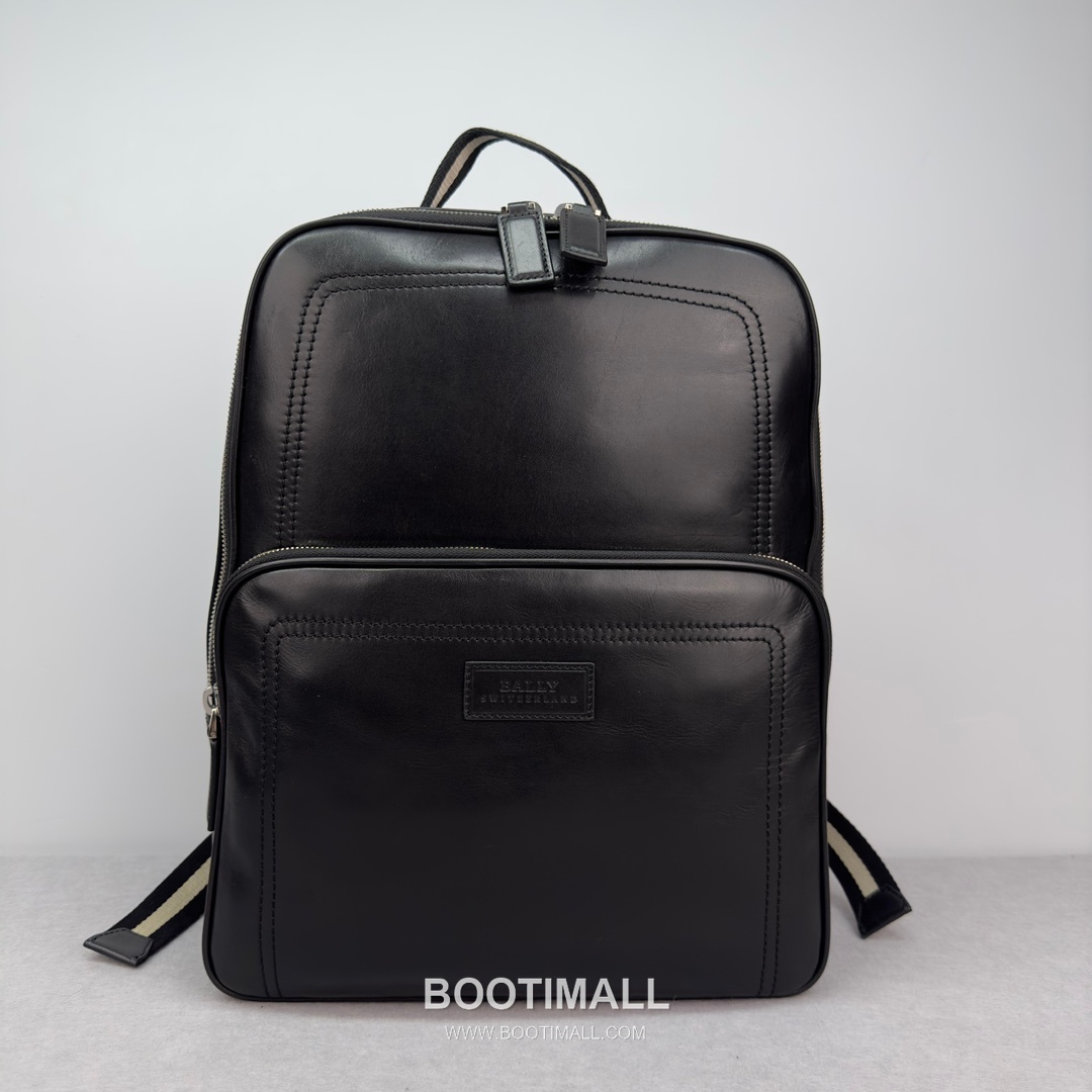 발리 클래식 오일 왁스 카우하이드 브라운 백팩 대용량 노트북 백팩 블랙 Bally Classic Oil Wax Cowhide Brown Backpack Large Capacity Laptop Backpack 40cm 1