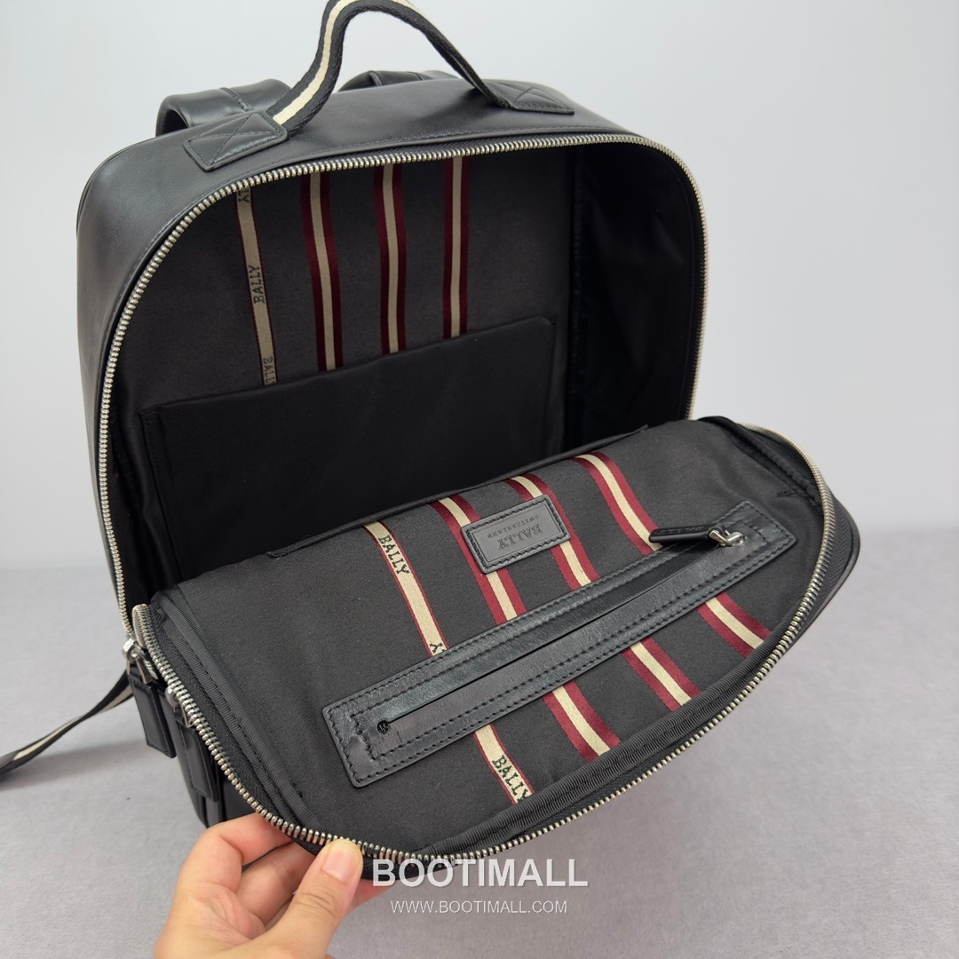 발리 클래식 오일 왁스 카우하이드 브라운 백팩 대용량 노트북 백팩 블랙 Bally Classic Oil Wax Cowhide Brown Backpack Large Capacity Laptop Backpack 40cm 5