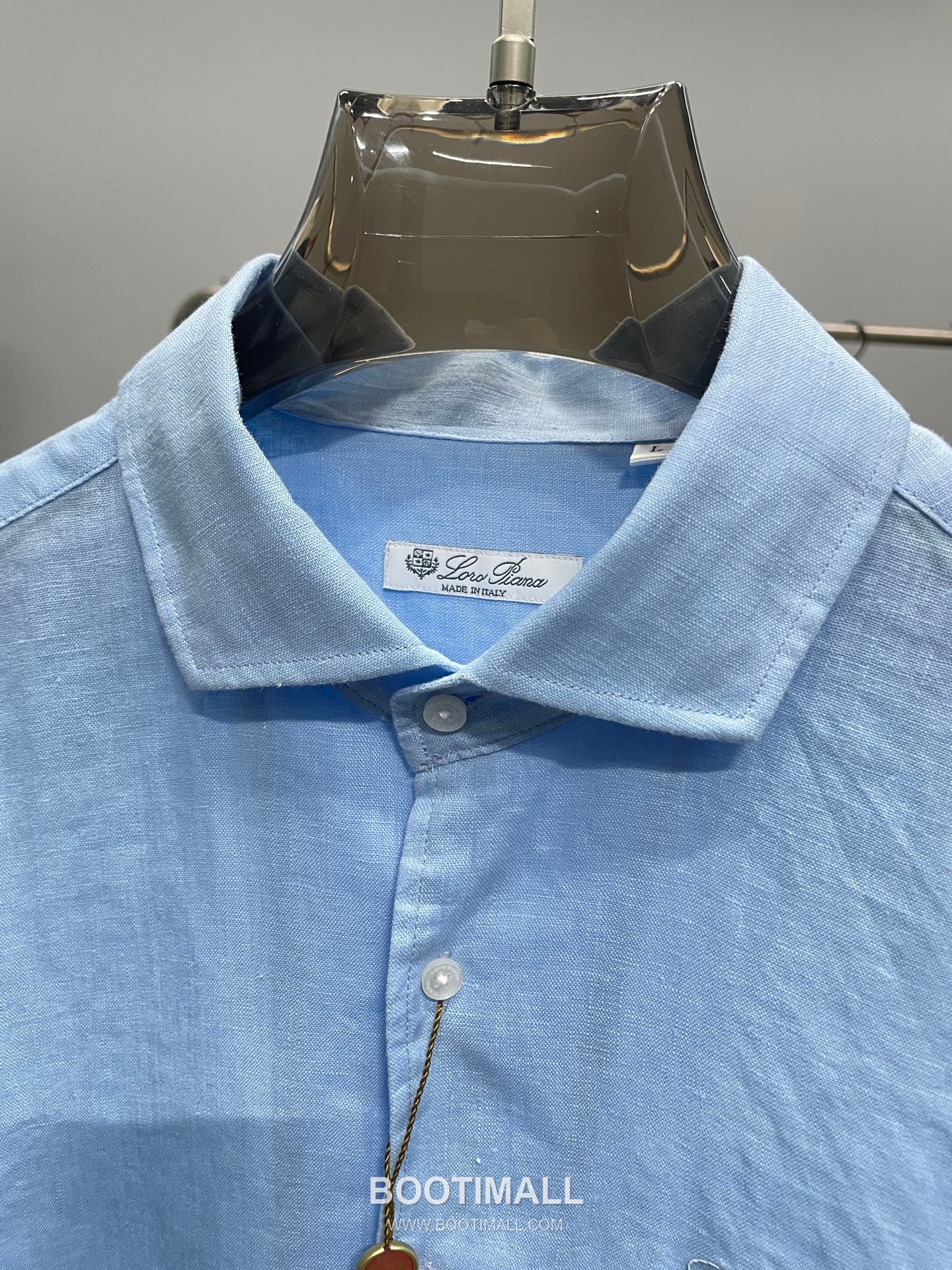 로로피아나 2026 SS 린넨 브라운 로고 자수 클래식 레귤러핏 셔츠 블루 Loro Piana 2026 SS Linen Brown Logo Embroidered Classic Regular Fit Shirt D31544 M 3