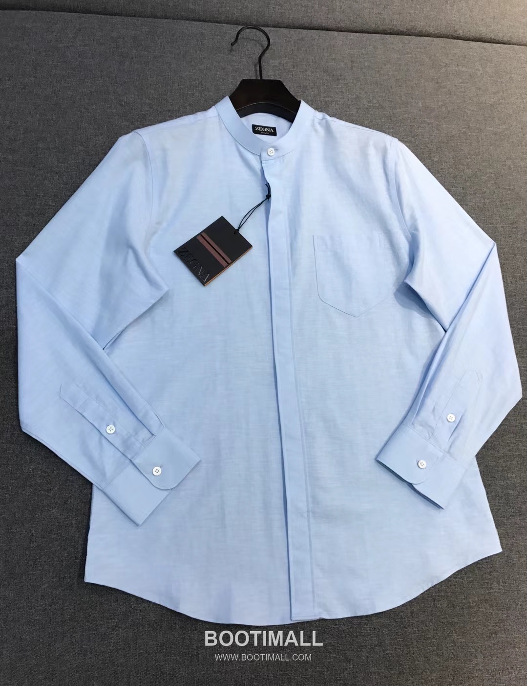 제냐 2026 SS 린넨 화이트 스탠드칼라 히든버튼 레귤러핏 블루 셔츠 Zegna 2026 SS Linen White Stand Collar Hidden Button Regular Fit Shirt D27564 S 3