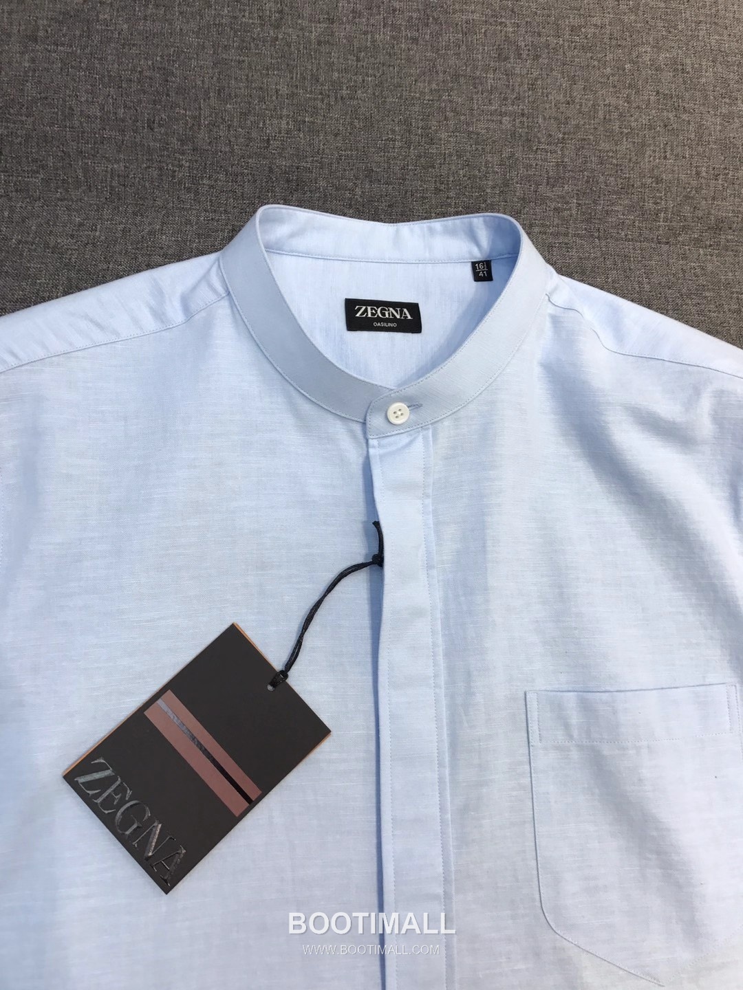 제냐 2026 SS 린넨 화이트 스탠드칼라 히든버튼 레귤러핏 블루 셔츠 Zegna 2026 SS Linen White Stand Collar Hidden Button Regular Fit Shirt D27564 S 4