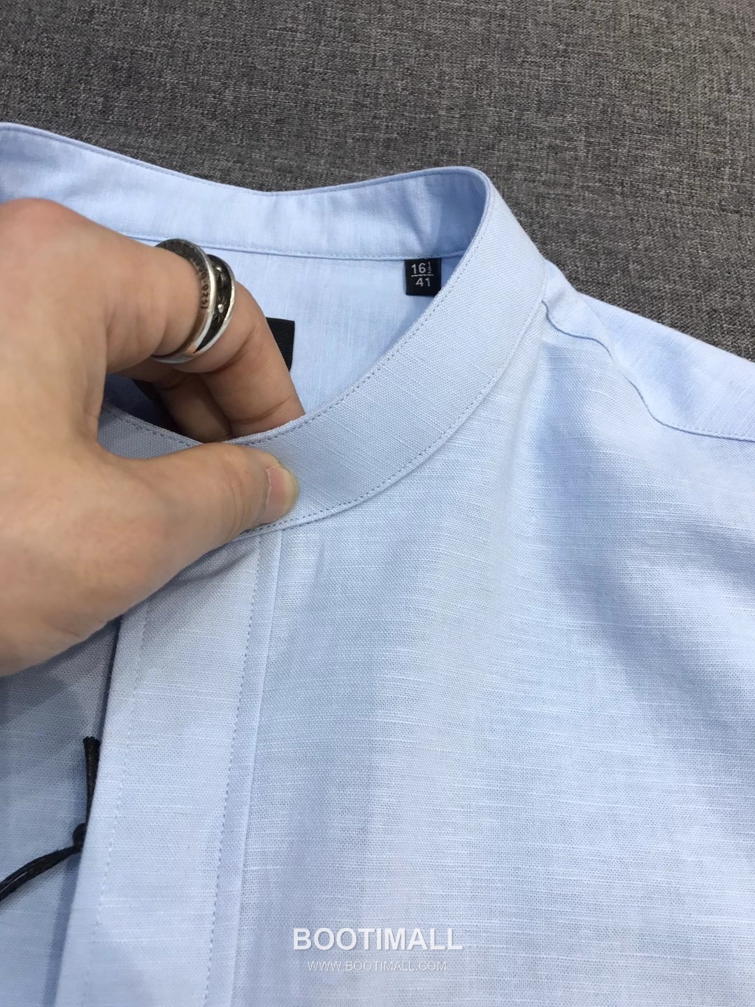 제냐 2026 SS 린넨 화이트 스탠드칼라 히든버튼 레귤러핏 블루 셔츠 Zegna 2026 SS Linen White Stand Collar Hidden Button Regular Fit Shirt D27564 S 6