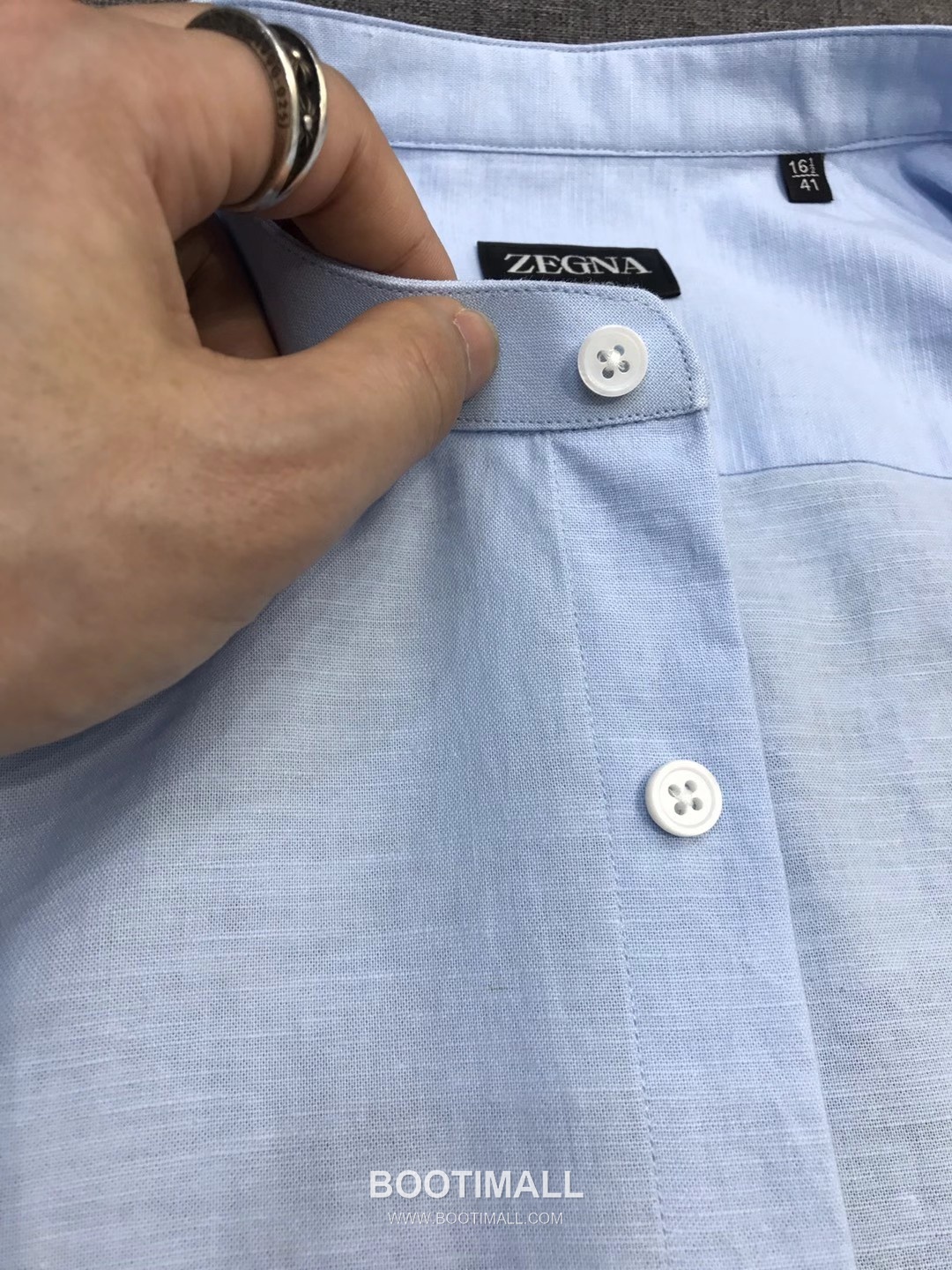 제냐 2026 SS 린넨 화이트 스탠드칼라 히든버튼 레귤러핏 블루 셔츠 Zegna 2026 SS Linen White Stand Collar Hidden Button Regular Fit Shirt D27564 S 7