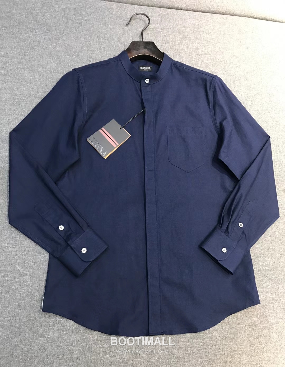 제냐 2026 SS 린넨 화이트 스탠드칼라 히든버튼 레귤러핏 네이비 셔츠 Zegna 2026 SS Linen White Stand Collar Hidden Button Regular Fit Shirt D27564 S 3