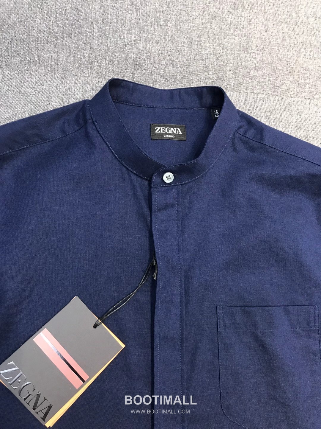 제냐 2026 SS 린넨 화이트 스탠드칼라 히든버튼 레귤러핏 네이비 셔츠 Zegna 2026 SS Linen White Stand Collar Hidden Button Regular Fit Shirt D27564 S 4