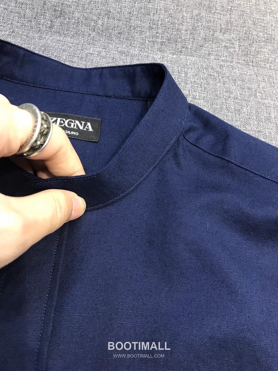 제냐 2026 SS 린넨 화이트 스탠드칼라 히든버튼 레귤러핏 네이비 셔츠 Zegna 2026 SS Linen White Stand Collar Hidden Button Regular Fit Shirt D27564 S 6