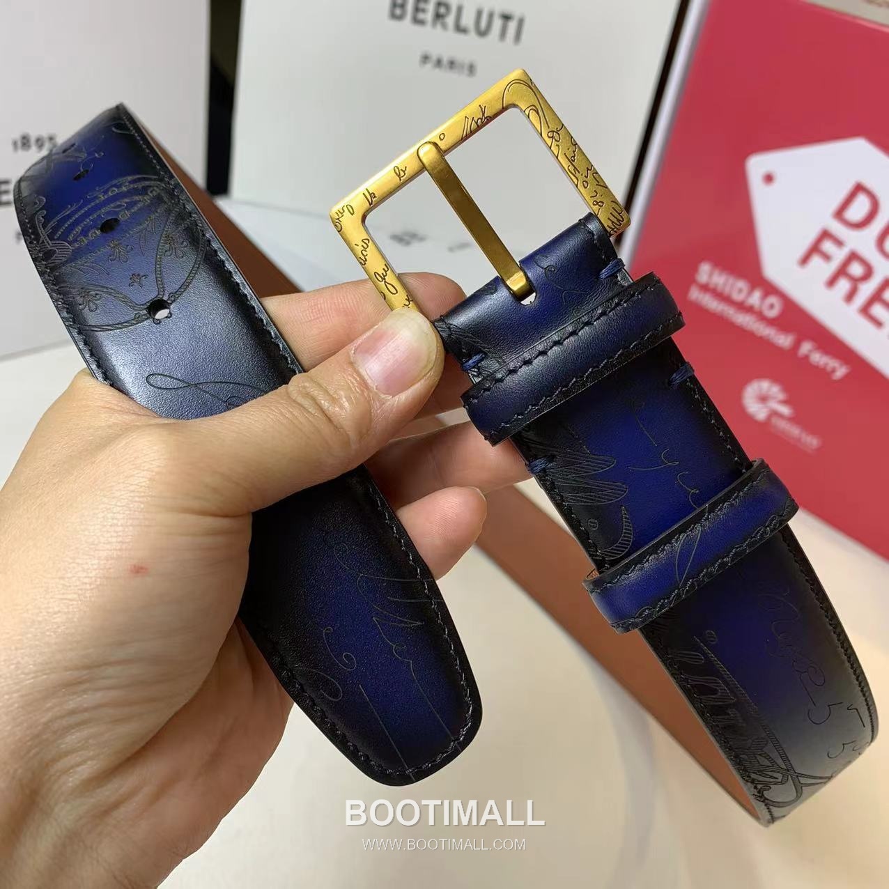 벨루티 베네치아 카프스킨 블랙 브라운 리버서블 벨트 핀버클 파티나 염색 Berluti Venezia Calfskin Reversible Belt with Pin Buckle Patina Black Brown 3.5cm 1