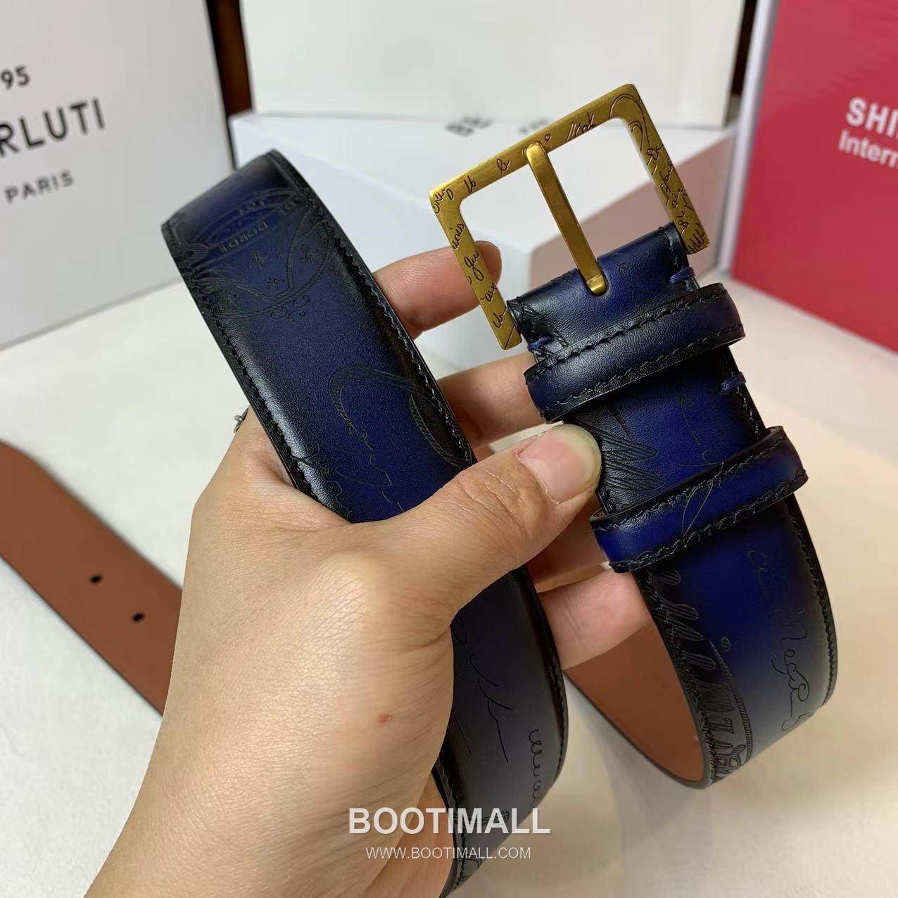 벨루티 베네치아 카프스킨 블랙 브라운 리버서블 벨트 핀버클 파티나 염색 Berluti Venezia Calfskin Reversible Belt with Pin Buckle Patina Black Brown 3.5cm 2