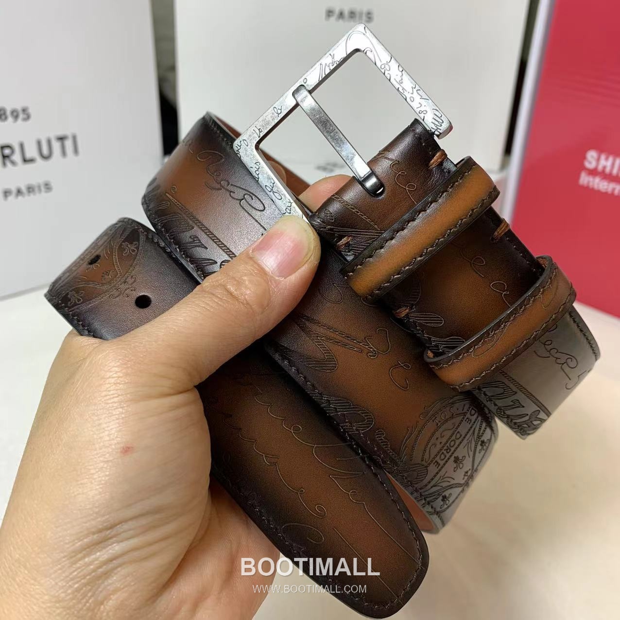 벨루티 베네치아 카프스킨 블랙 브라운 리버서블 벨트 핀버클 파티나 염색 Berluti Venezia Calfskin Reversible Belt with Pin Buckle Patina Black Brown 3.5cm 3