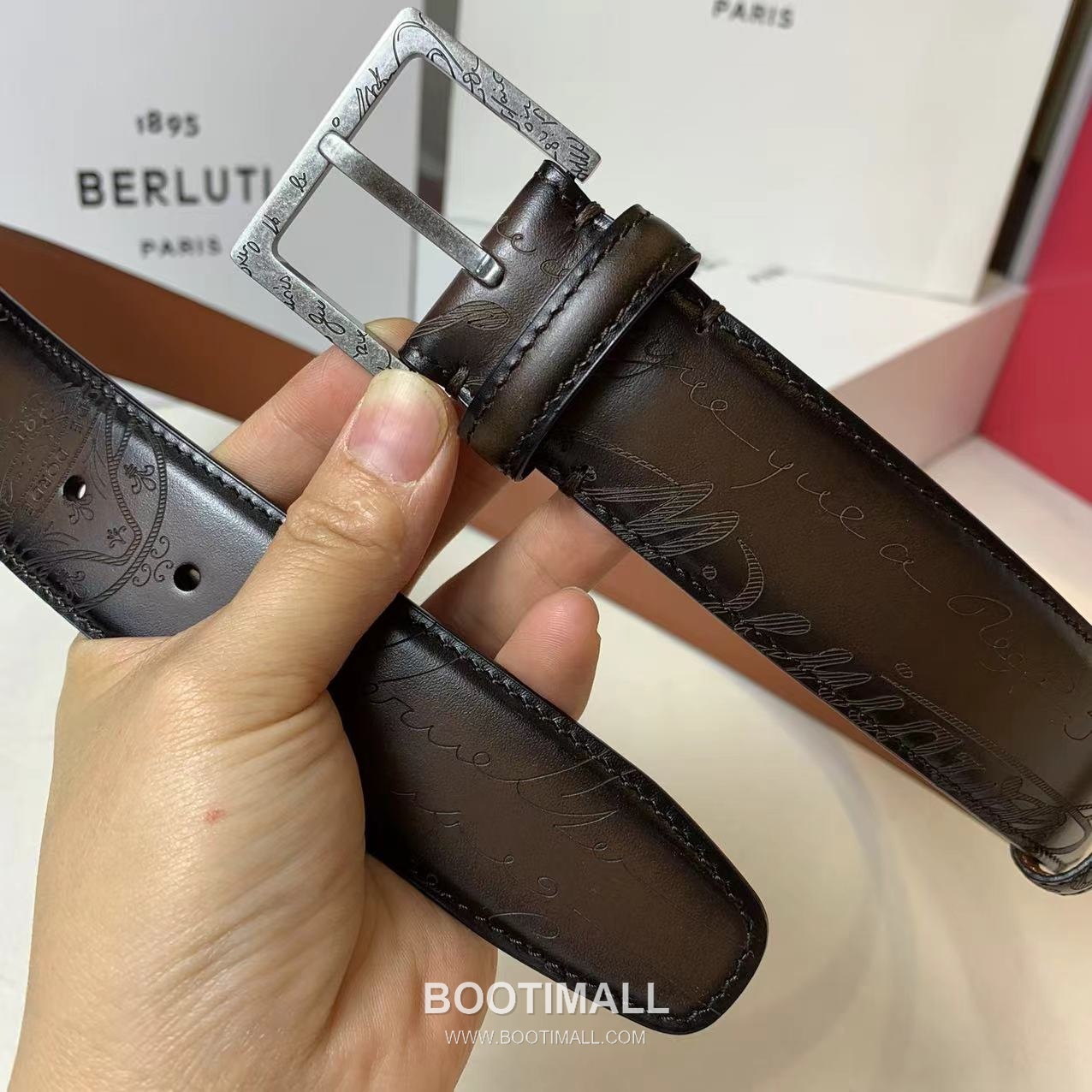 벨루티 베네치아 카프스킨 블랙 브라운 리버서블 벨트 핀버클 파티나 염색 Berluti Venezia Calfskin Reversible Belt with Pin Buckle Patina Black Brown 3.5cm 1