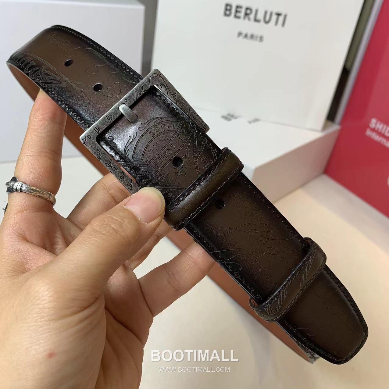 벨루티 베네치아 카프스킨 블랙 브라운 리버서블 벨트 핀버클 파티나 염색 Berluti Venezia Calfskin Reversible Belt with Pin Buckle Patina Black Brown 3.5cm 4