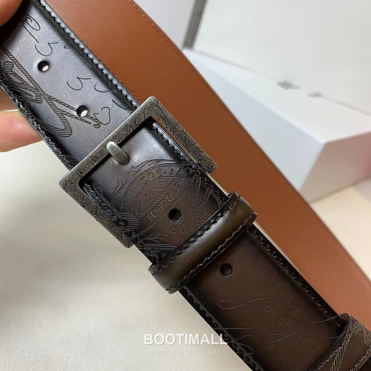 벨루티 베네치아 카프스킨 블랙 브라운 리버서블 벨트 핀버클 파티나 염색 Berluti Venezia Calfskin Reversible Belt with Pin Buckle Patina Black Brown 3.5cm 5