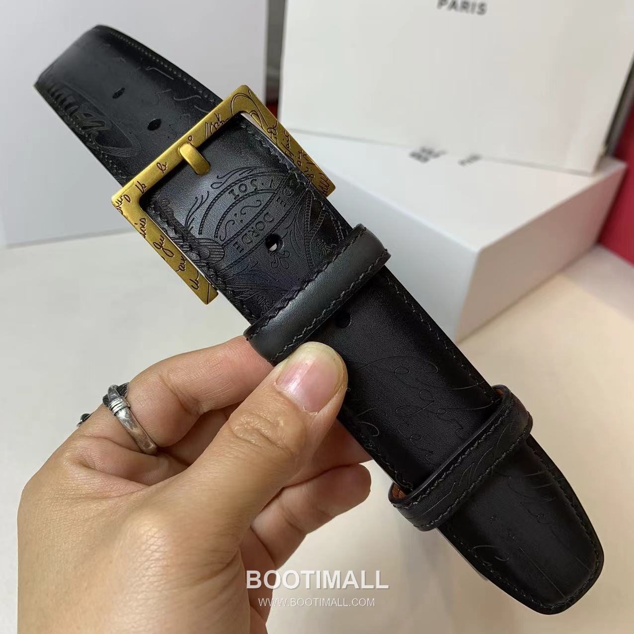 벨루티 베네치아 카프스킨 블랙 브라운 리버서블 벨트 핀버클 파티나 염색 Berluti Venezia Calfskin Reversible Belt with Pin Buckle Patina Black Brown 3.5cm 3