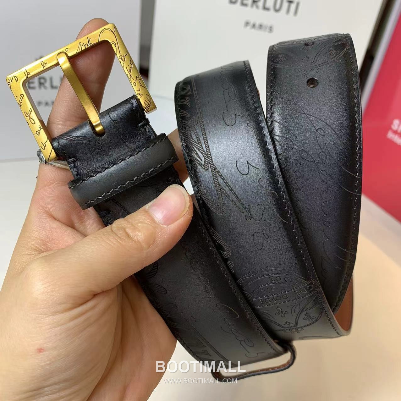 벨루티 베네치아 카프스킨 블랙 브라운 리버서블 벨트 핀버클 파티나 염색 Berluti Venezia Calfskin Reversible Belt with Pin Buckle Patina Black Brown 3.5cm 7