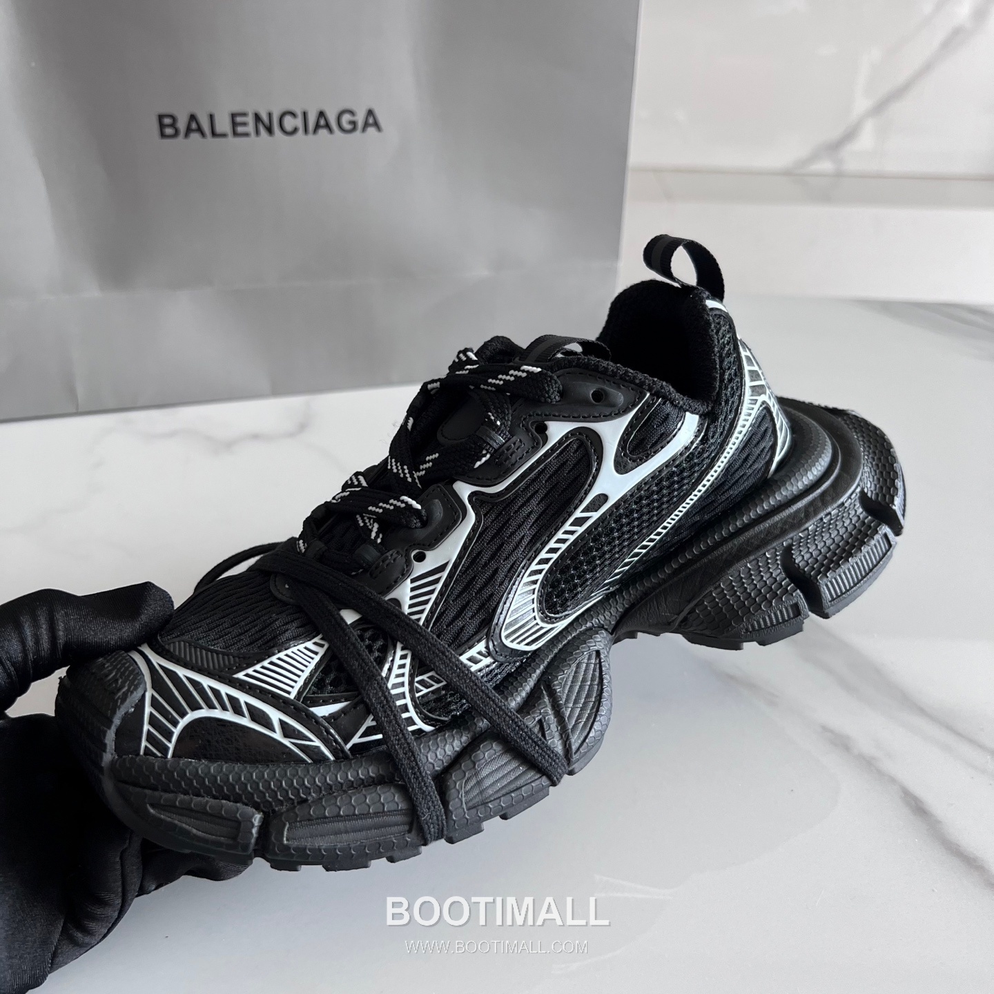 발렌시아가 팬텀 스니커즈 메쉬 레더 블랙/화이트 청키 러너 스니커즈 Balenciaga Phantom Sneaker Mesh Leather Black Chunky Runner Sneakers 6