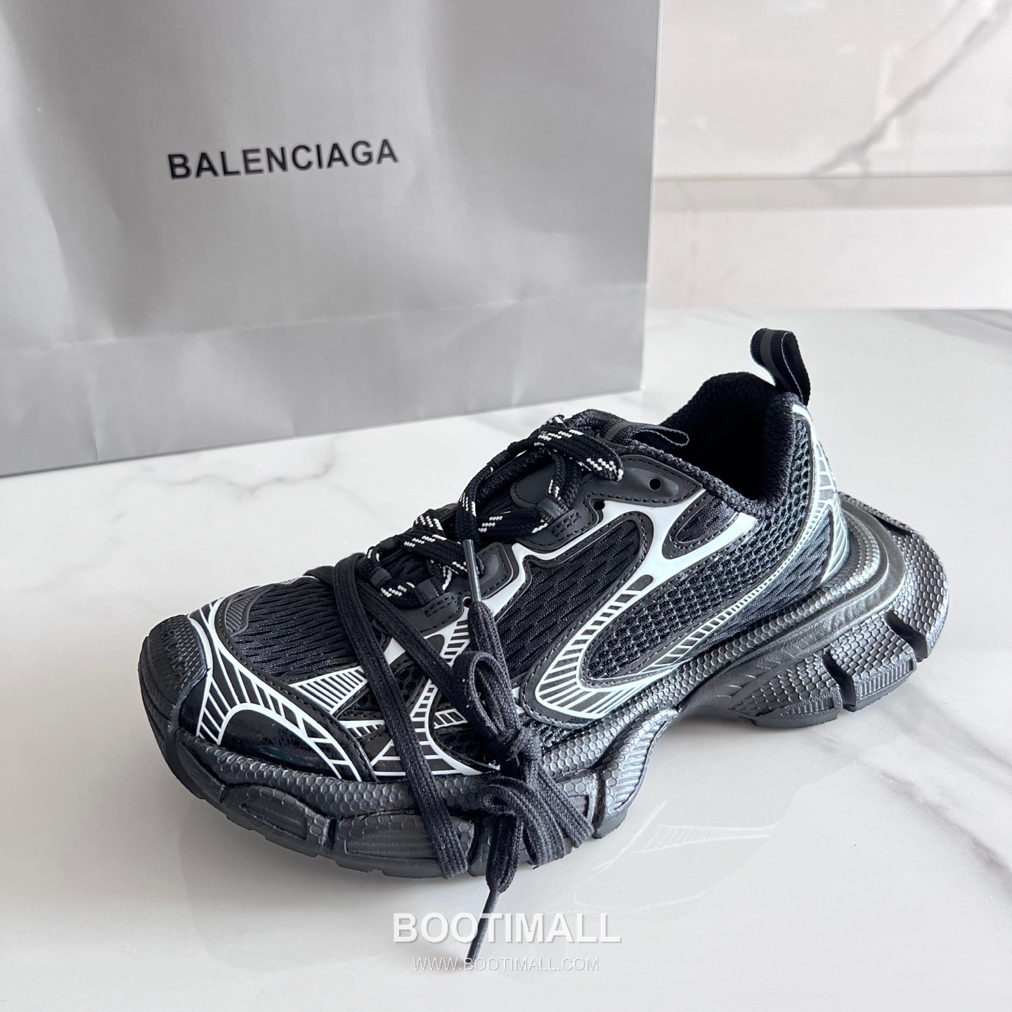 발렌시아가 팬텀 스니커즈 메쉬 레더 블랙/화이트 청키 러너 스니커즈 Balenciaga Phantom Sneaker Mesh Leather Black Chunky Runner Sneakers 9