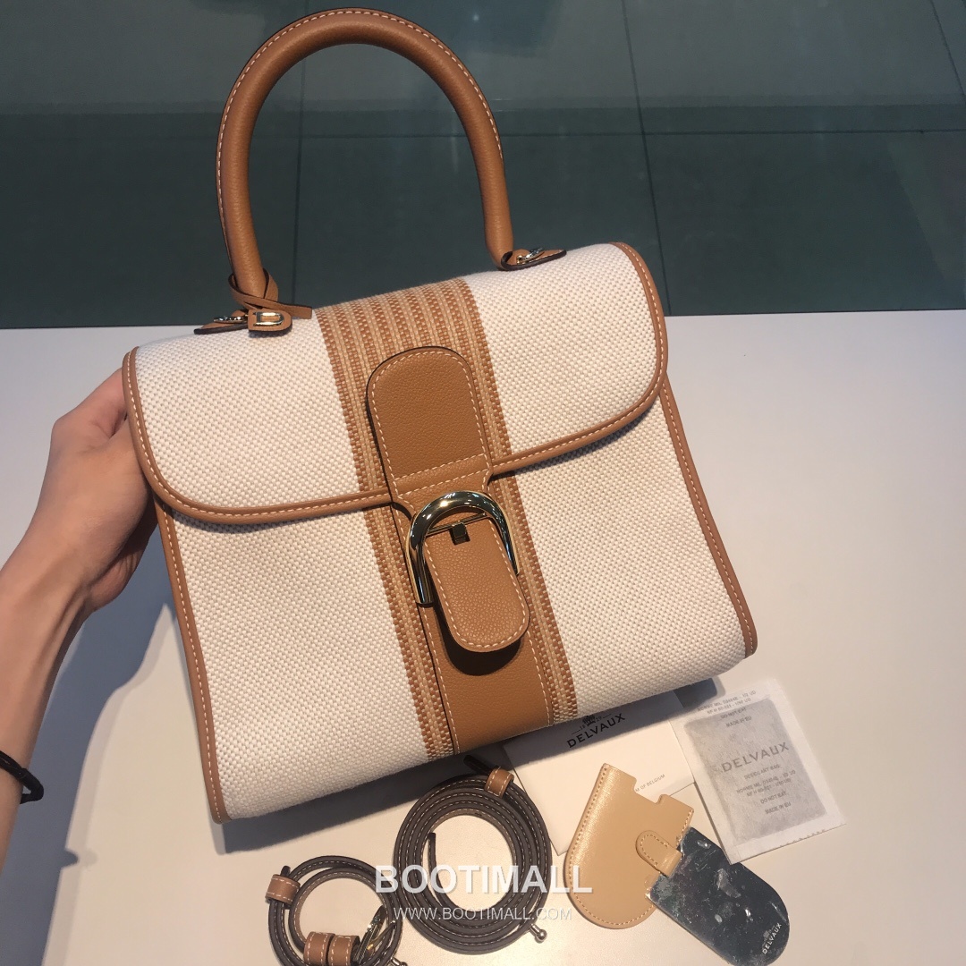 델보 브리앙 스몰 실크 린넨 레더 브레이드 베이지 핸드백 Delvaux Brillant Small Silk Linen Leather Braided Beige Handbag 99195066 28cm 6