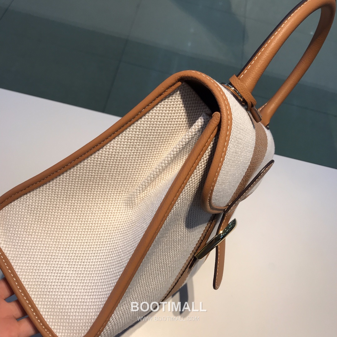 델보 브리앙 스몰 실크 린넨 레더 브레이드 베이지 핸드백 Delvaux Brillant Small Silk Linen Leather Braided Beige Handbag 99195066 28cm 10