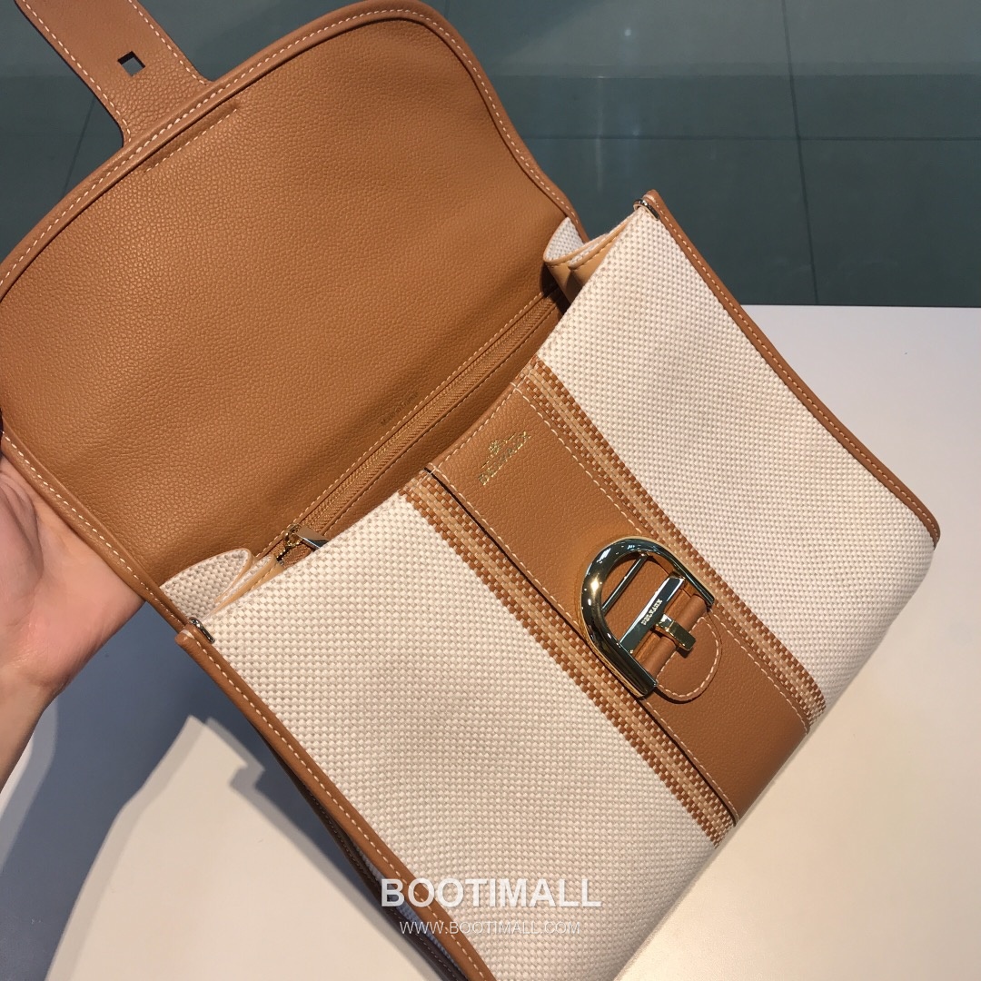 델보 브리앙 스몰 실크 린넨 레더 브레이드 베이지 핸드백 Delvaux Brillant Small Silk Linen Leather Braided Beige Handbag 99195066 28cm 11