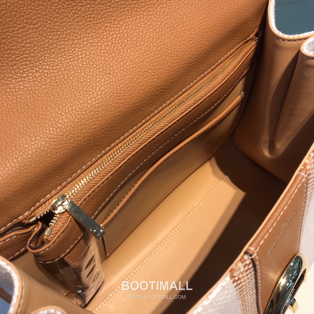 델보 브리앙 스몰 실크 린넨 레더 브레이드 베이지 핸드백 Delvaux Brillant Small Silk Linen Leather Braided Beige Handbag 99195066 28cm 12