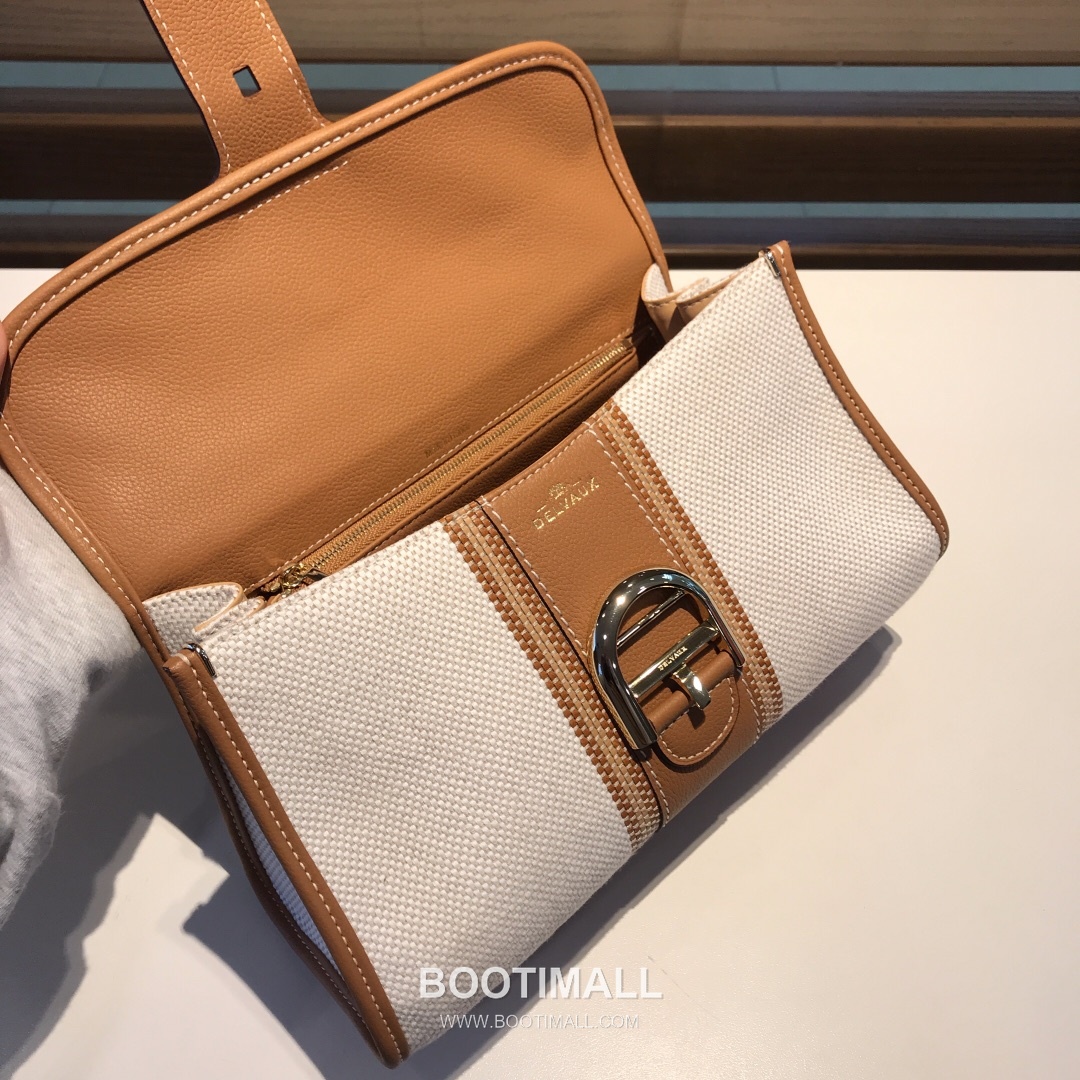델보 브리앙 스몰 실크 린넨 레더 브레이드 베이지 플랩 핸드백 Delvaux Brillant Small Silk Linen Leather Braided Beige Flap Handbag 99175066 28cm 6