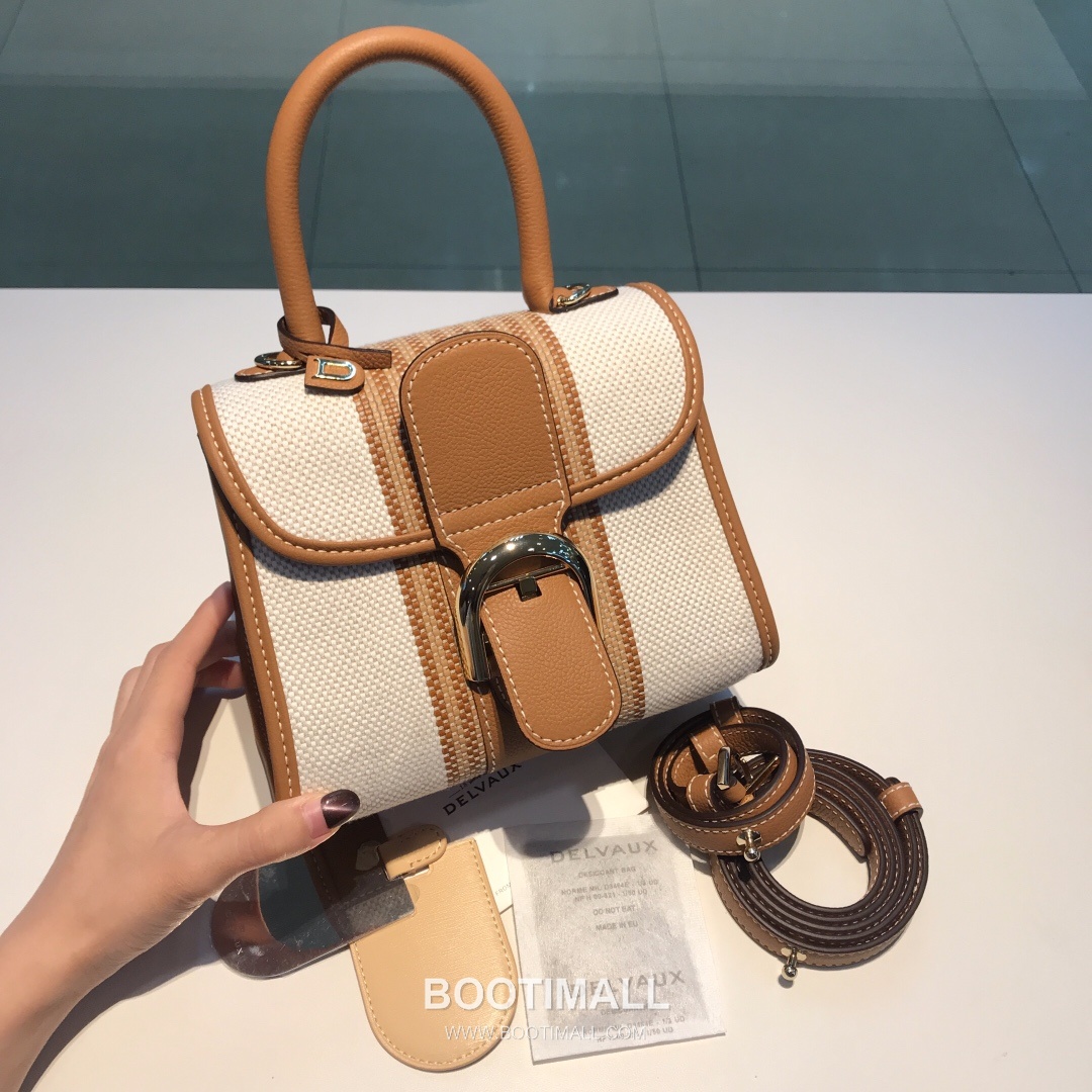 델보 브리앙 스몰 실크 린넨 레더 브레이드 베이지 플랩 핸드백 Delvaux Brillant Small Silk Linen Leather Braided Beige Flap Handbag 99155066 20cm 6