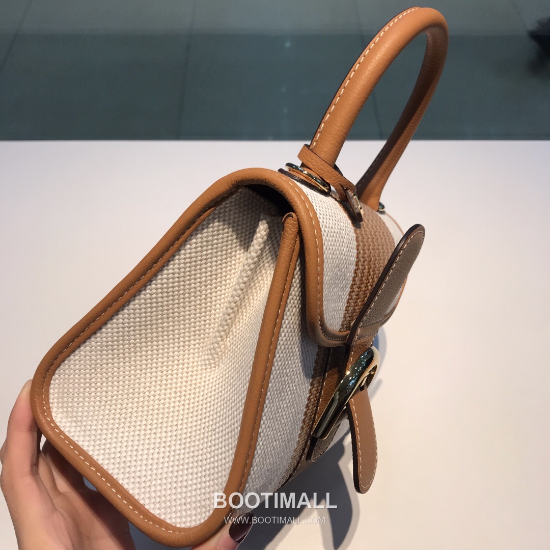 델보 브리앙 스몰 실크 린넨 레더 브레이드 베이지 플랩 핸드백 Delvaux Brillant Small Silk Linen Leather Braided Beige Flap Handbag 99155066 20cm 10