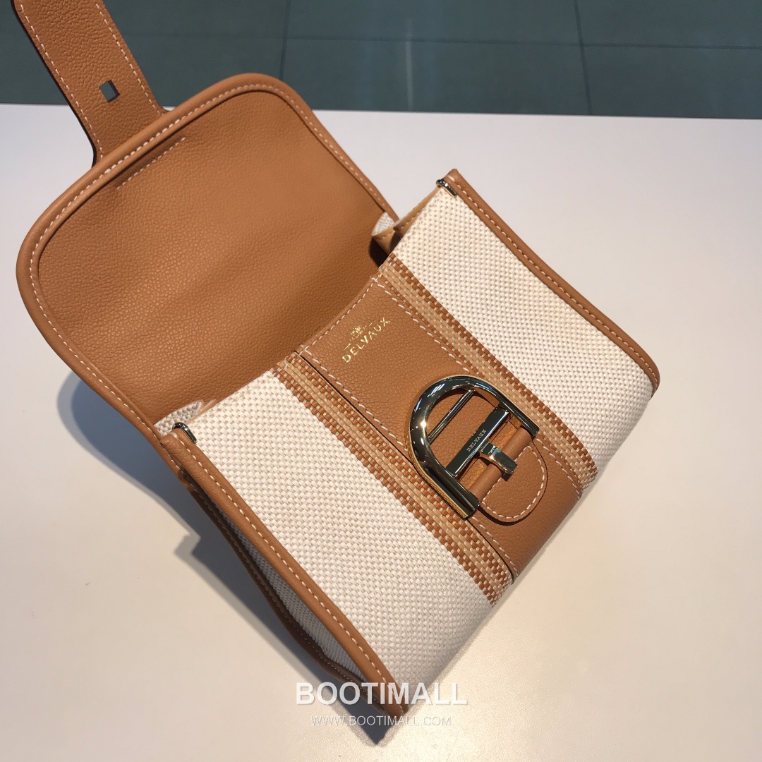 델보 브리앙 스몰 실크 린넨 레더 브레이드 베이지 플랩 핸드백 Delvaux Brillant Small Silk Linen Leather Braided Beige Flap Handbag 99155066 20cm 11