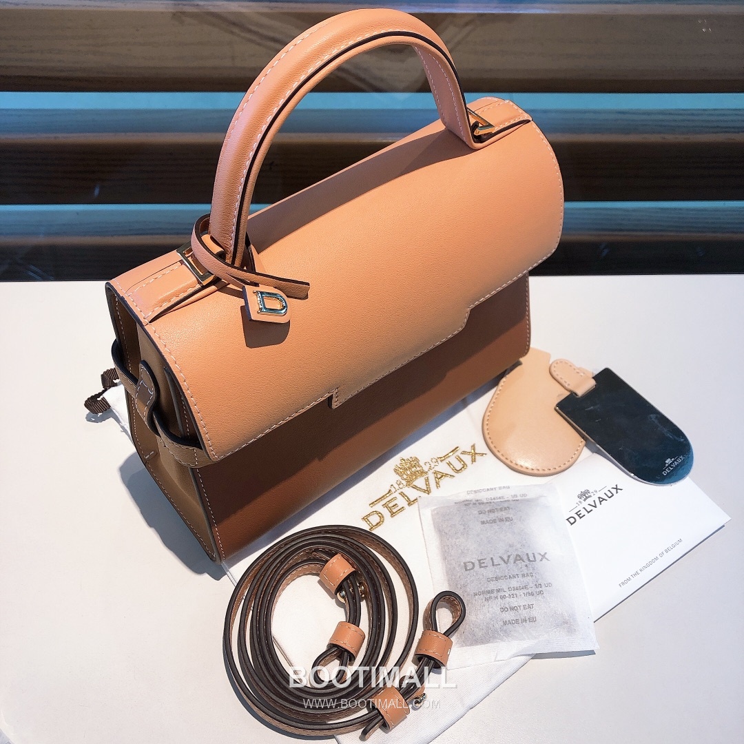 델보 템페트 스위프트 레더 베이지 스트랩 플랩 핸드백 Delvaux Tempete Swift Leather Beige Strap Flap Handbag 99135066 21cm 4