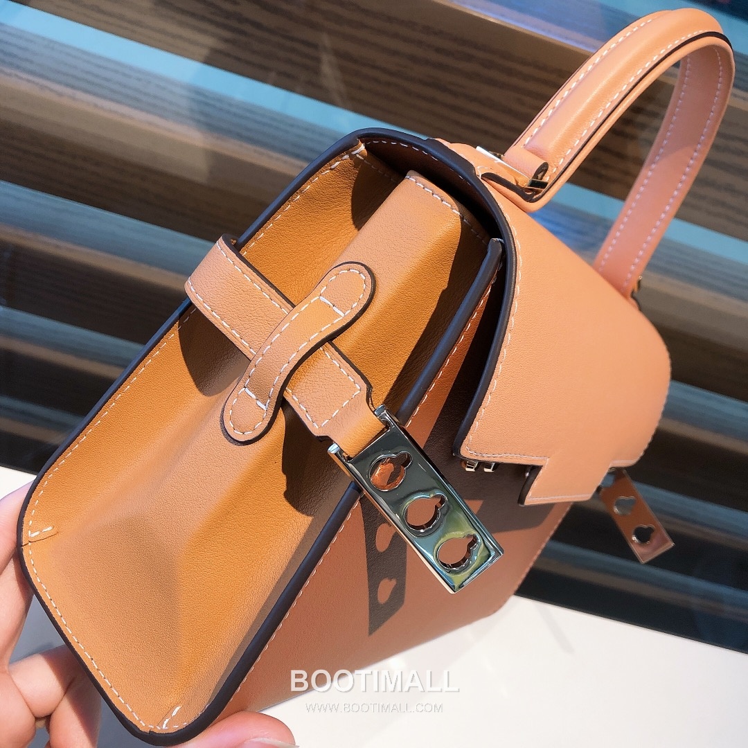 델보 템페트 스위프트 레더 베이지 스트랩 플랩 핸드백 Delvaux Tempete Swift Leather Beige Strap Flap Handbag 99135066 21cm 5