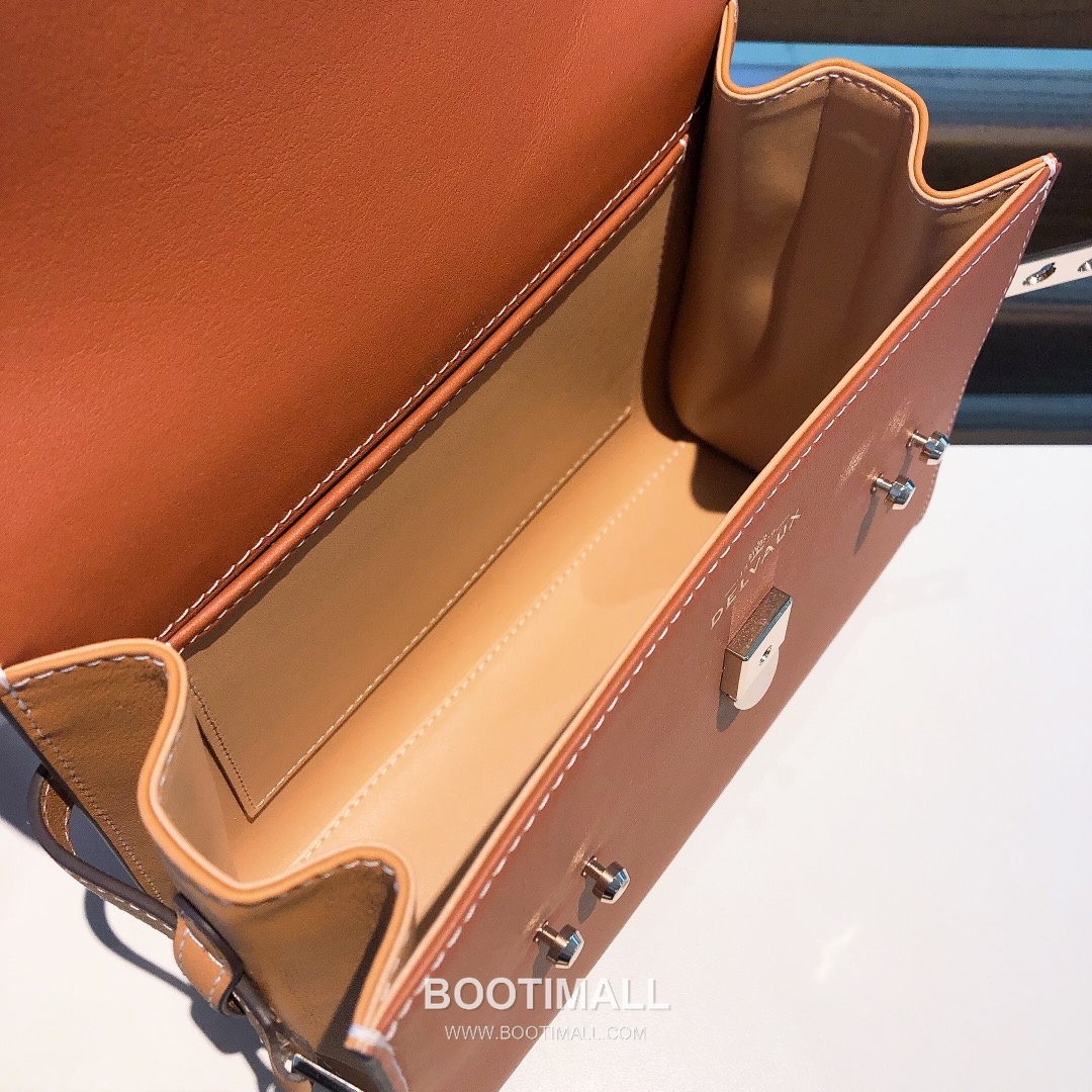 델보 템페트 스위프트 레더 베이지 스트랩 플랩 핸드백 Delvaux Tempete Swift Leather Beige Strap Flap Handbag 99135066 21cm 7