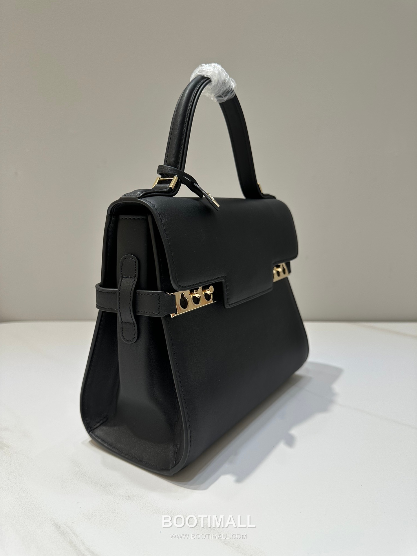 델보 템페트 PM 스위프트 카프스킨 블랙 스트랩 메탈락 플랩 핸드백 Delvaux Tempete PM Swift Calfskin Black Strap Metal Lock Flap Handbag 99135066 21.5cm 4