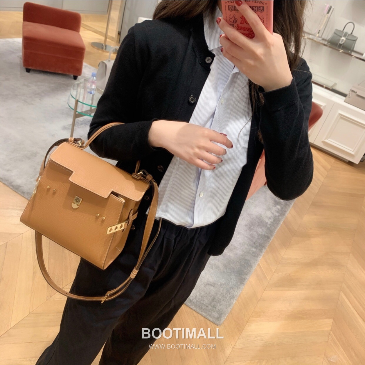 델보 템페트 PM 넥그레인 카프스킨 화이트 스트랩 메탈락 플랩 핸드백 Delvaux Tempete PM Neck Grain Calfskin White Strap Metal Lock Flap Handbag 99140066 21.5cm 1