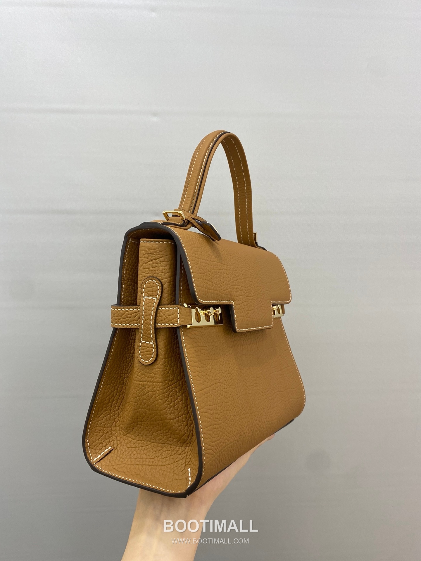 델보 템페트 PM 넥그레인 카프스킨 화이트 스트랩 메탈락 플랩 핸드백 Delvaux Tempete PM Neck Grain Calfskin White Strap Metal Lock Flap Handbag 99140066 21.5cm 8