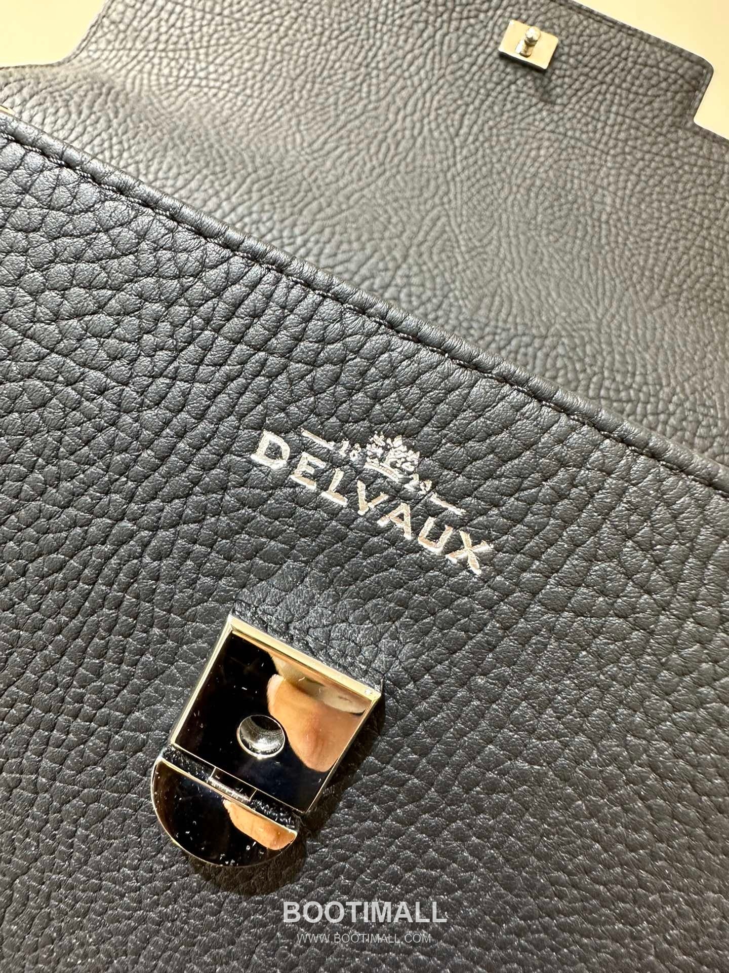 델보 템페트 MM 넥그레인 카프스킨 블랙 스트랩 메탈락 플랩 핸드백 Delvaux Tempete MM Neck Grain Calfskin Black Strap Metal Lock Flap Handbag 99155066 28cm 7